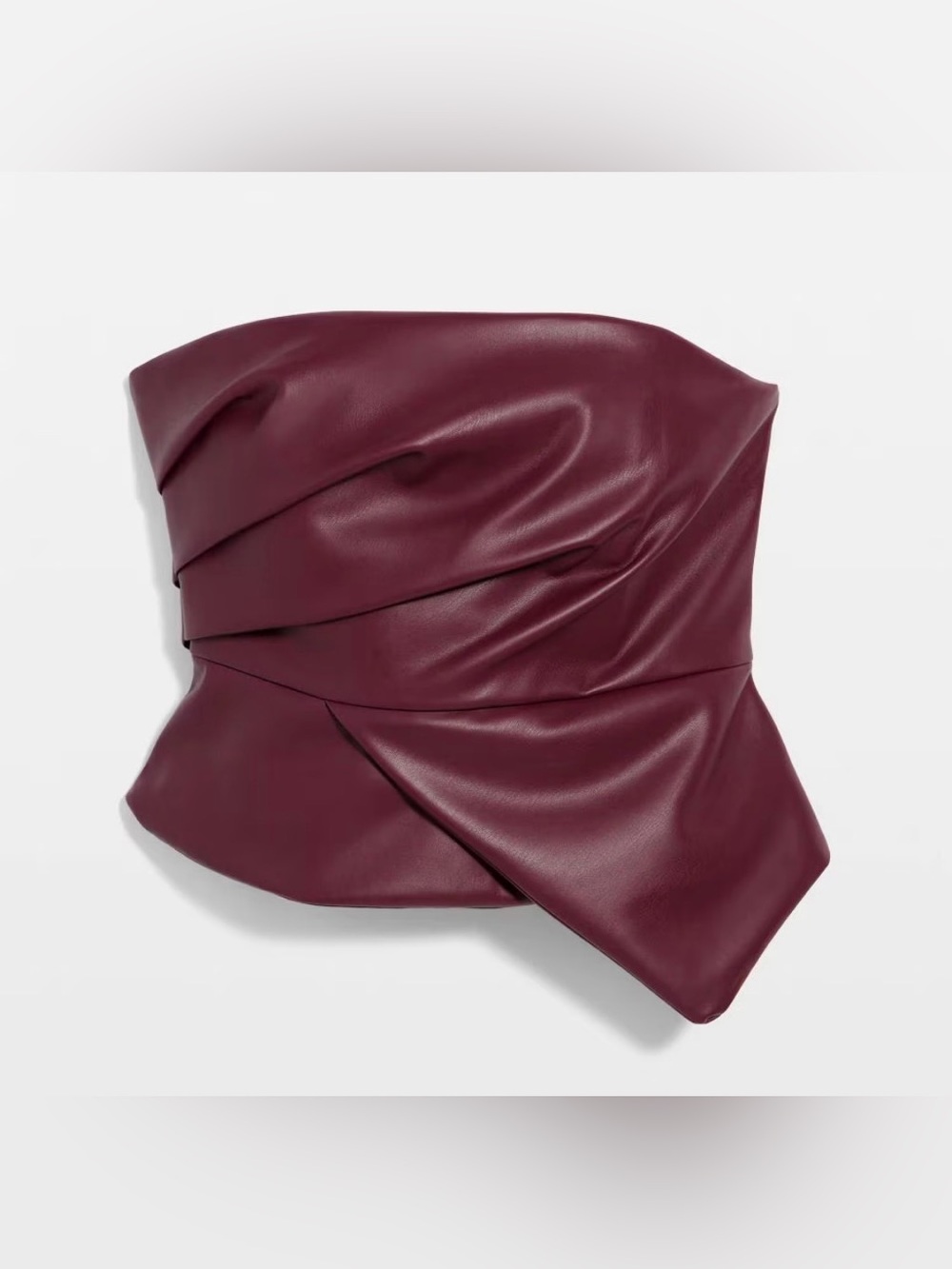 WHBM White House Black Market Draped Faux Leather Bustier Refined Red Size 6